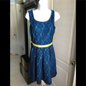 Blue Dress with Black Lace
